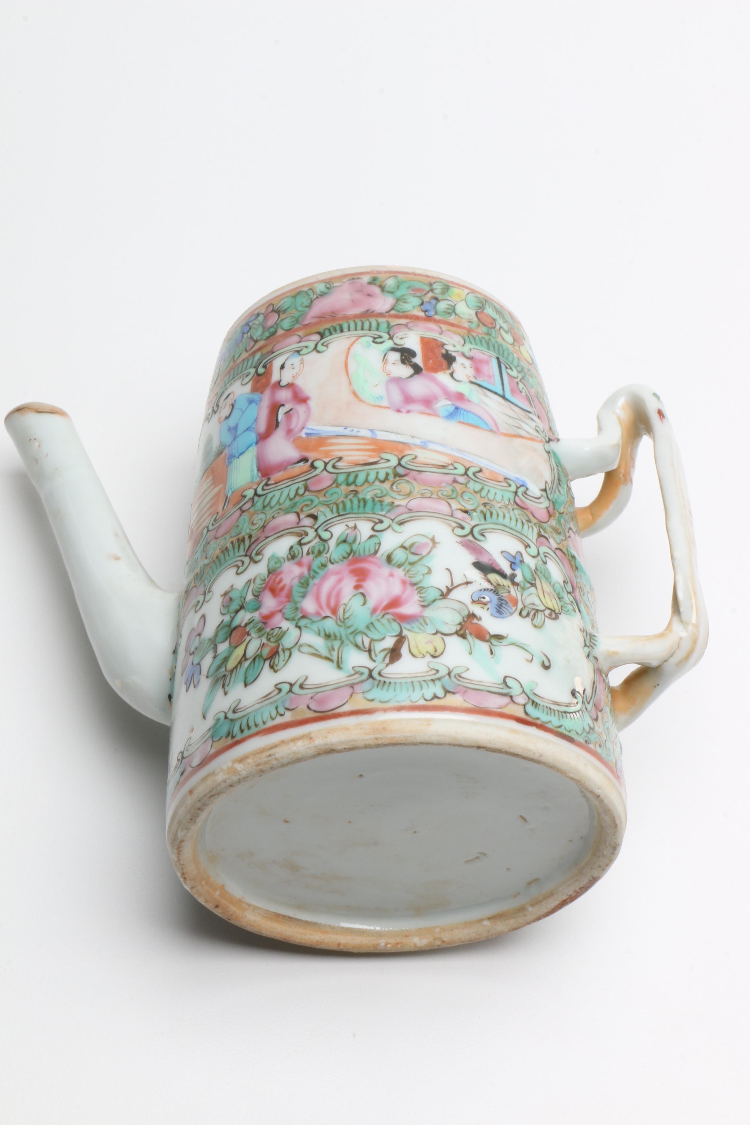 Chinese Porcelain Rose Medallion Teapot