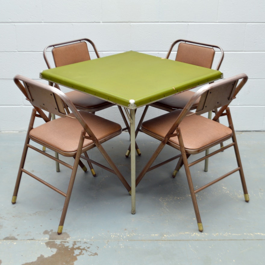 Folding Table and Four Folding Chairs
