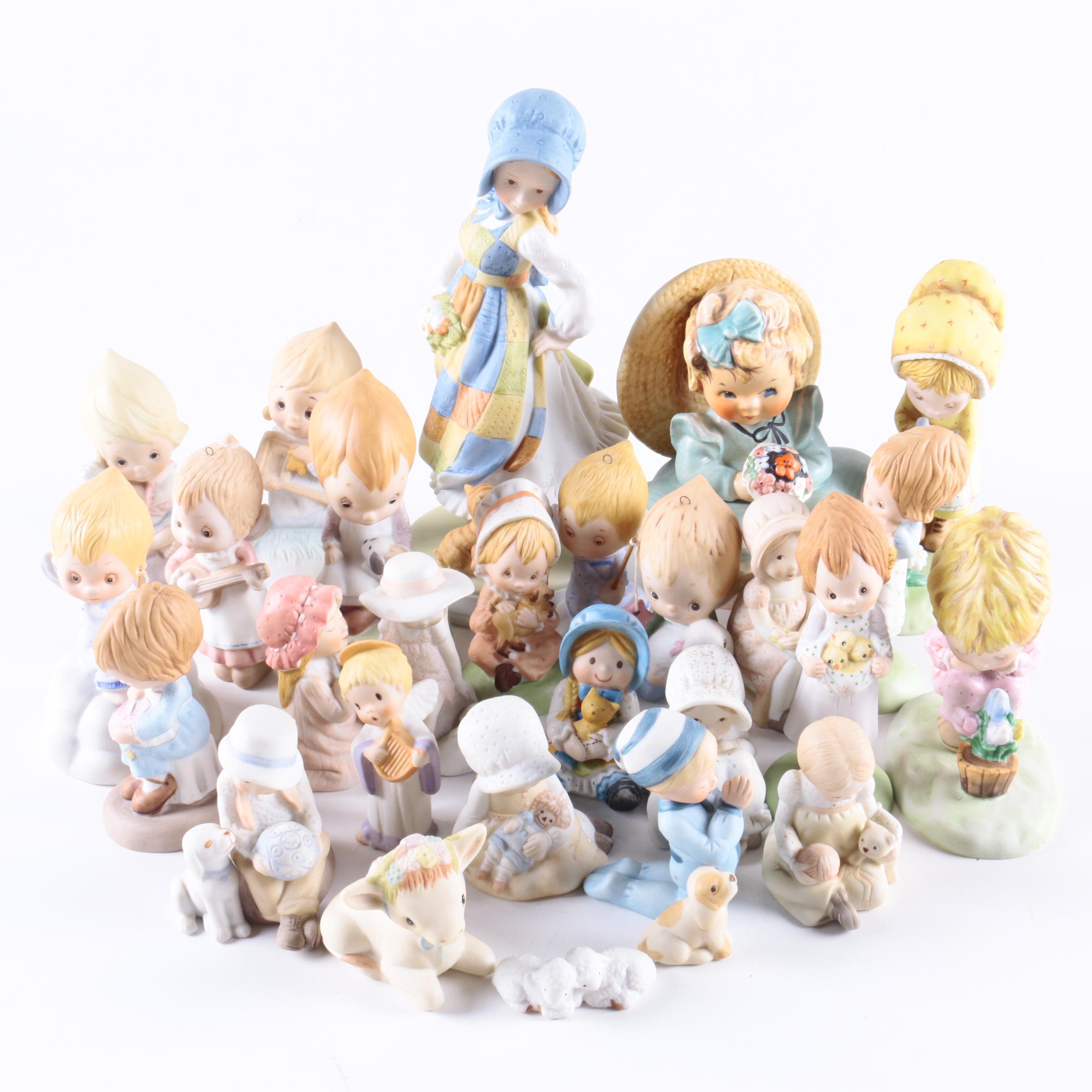 Vintage Porcelain Figurines Including Betsey Clark, Holly Hobbie and Goebel