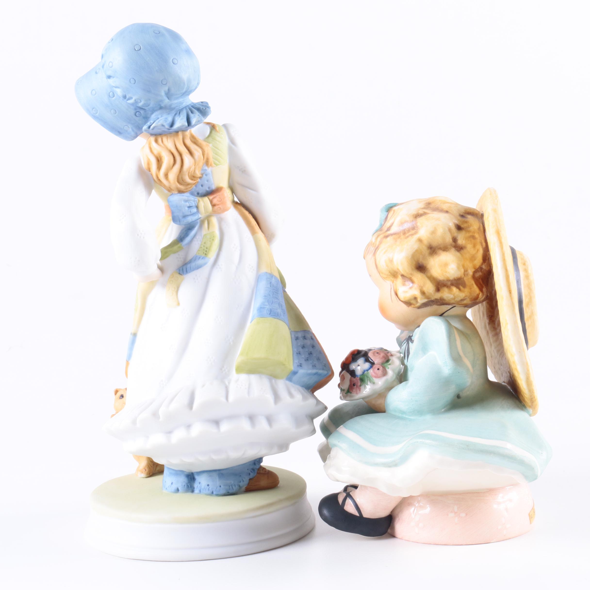 Vintage Porcelain Figurines Including Betsey Clark, Holly Hobbie and Goebel