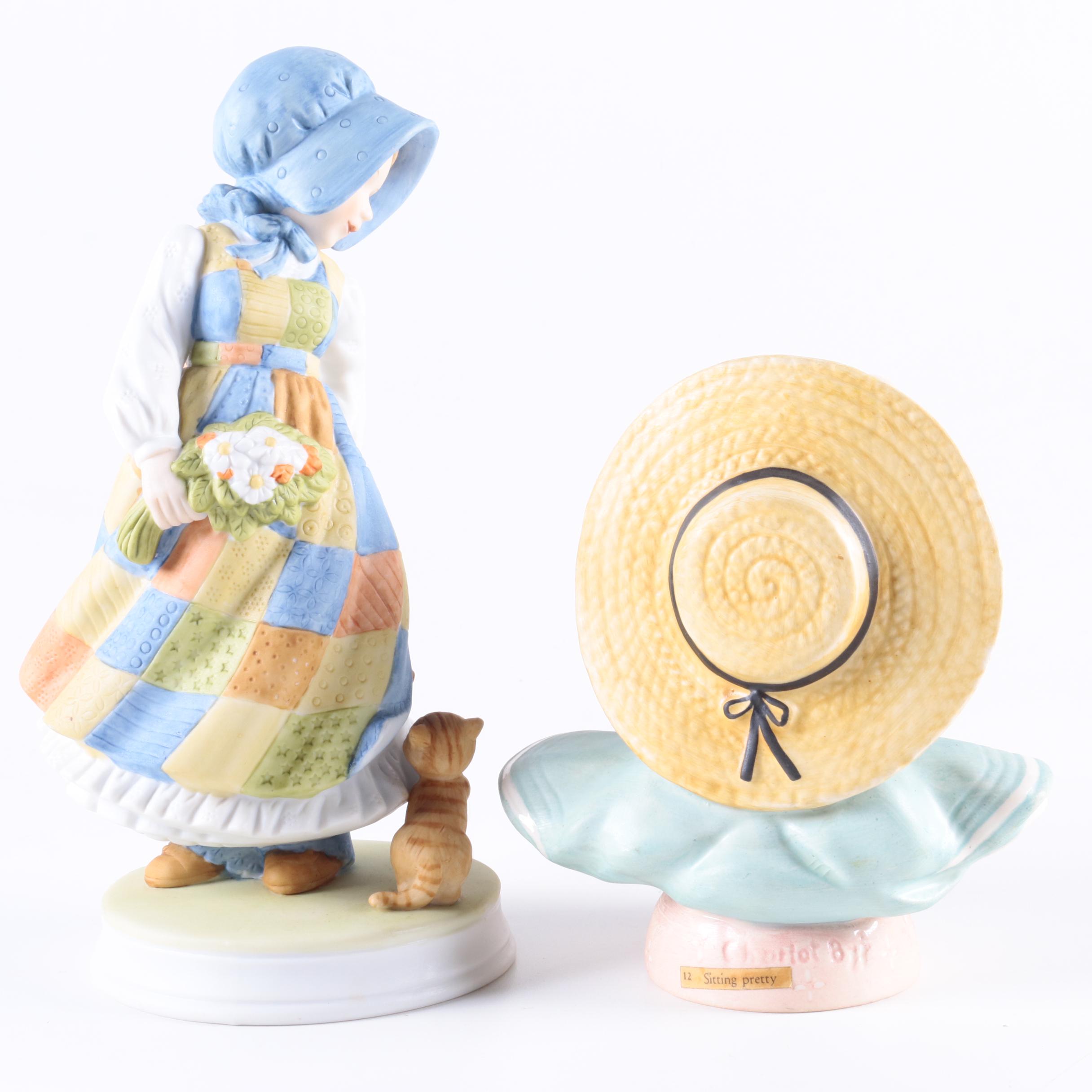 Vintage Porcelain Figurines Including Betsey Clark, Holly Hobbie and Goebel