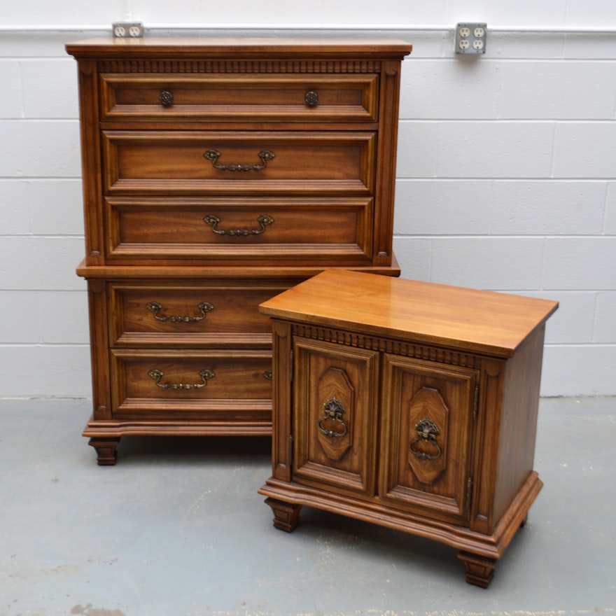 Mediterranean Style Chest of Drawers and Nightstand by Stanley