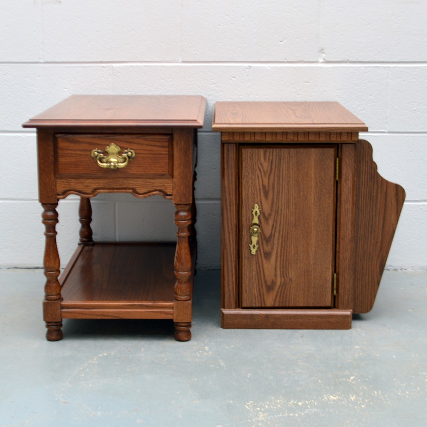 Vintage Oak End Tables by Tell City