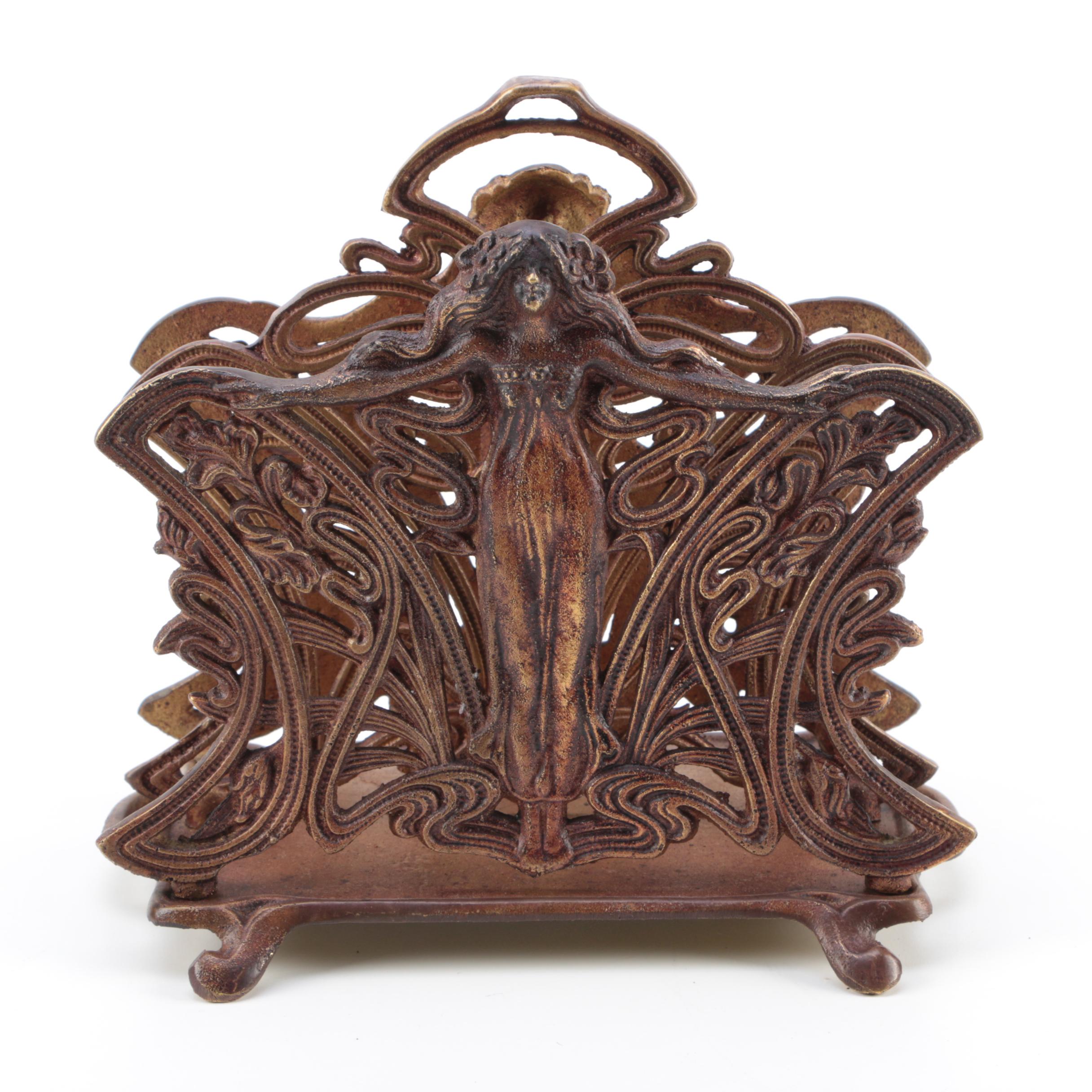 Art Nouveau Style Brass Letter Holder