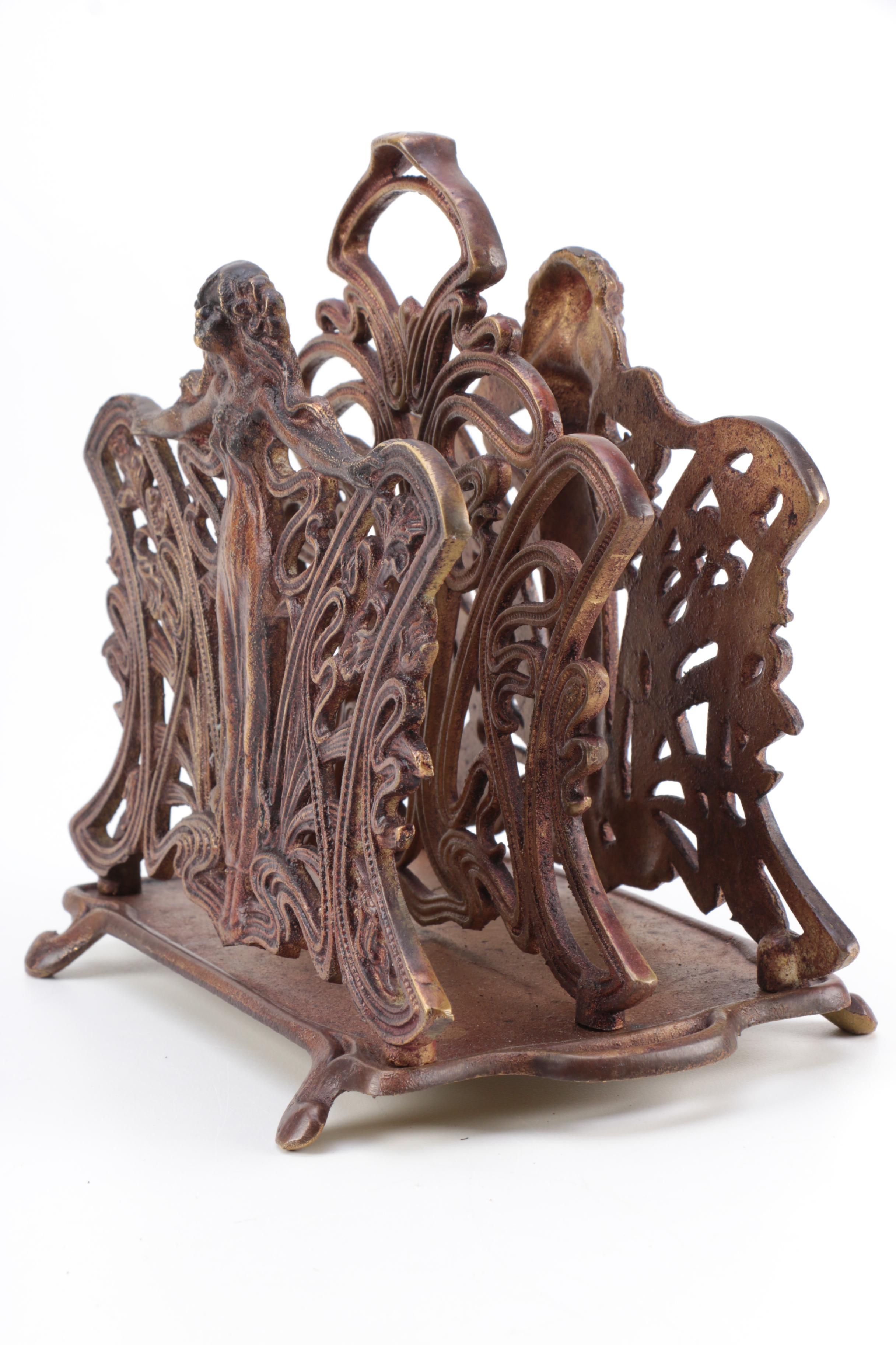 Art Nouveau Style Brass Letter Holder