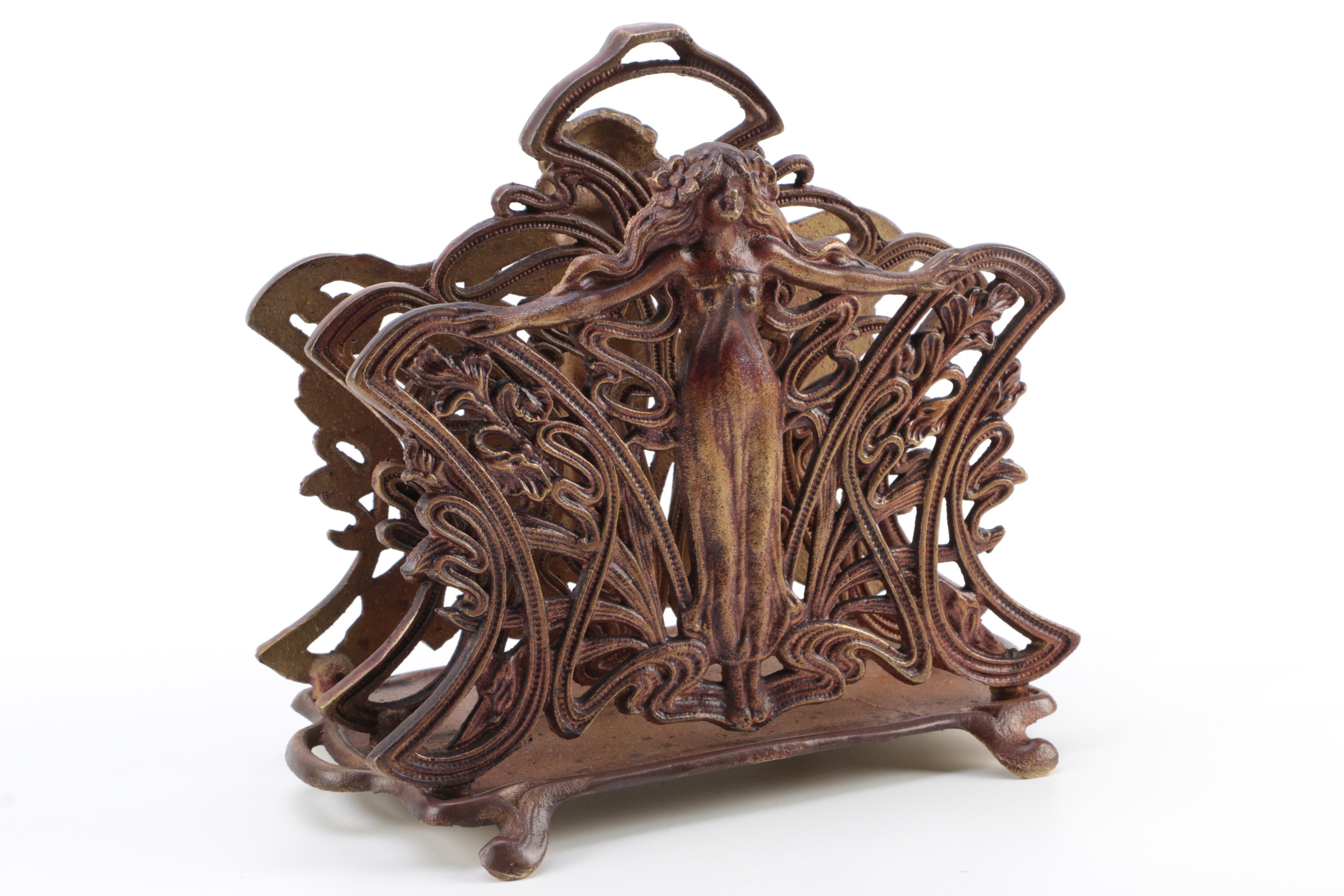 Art Nouveau Style Brass Letter Holder