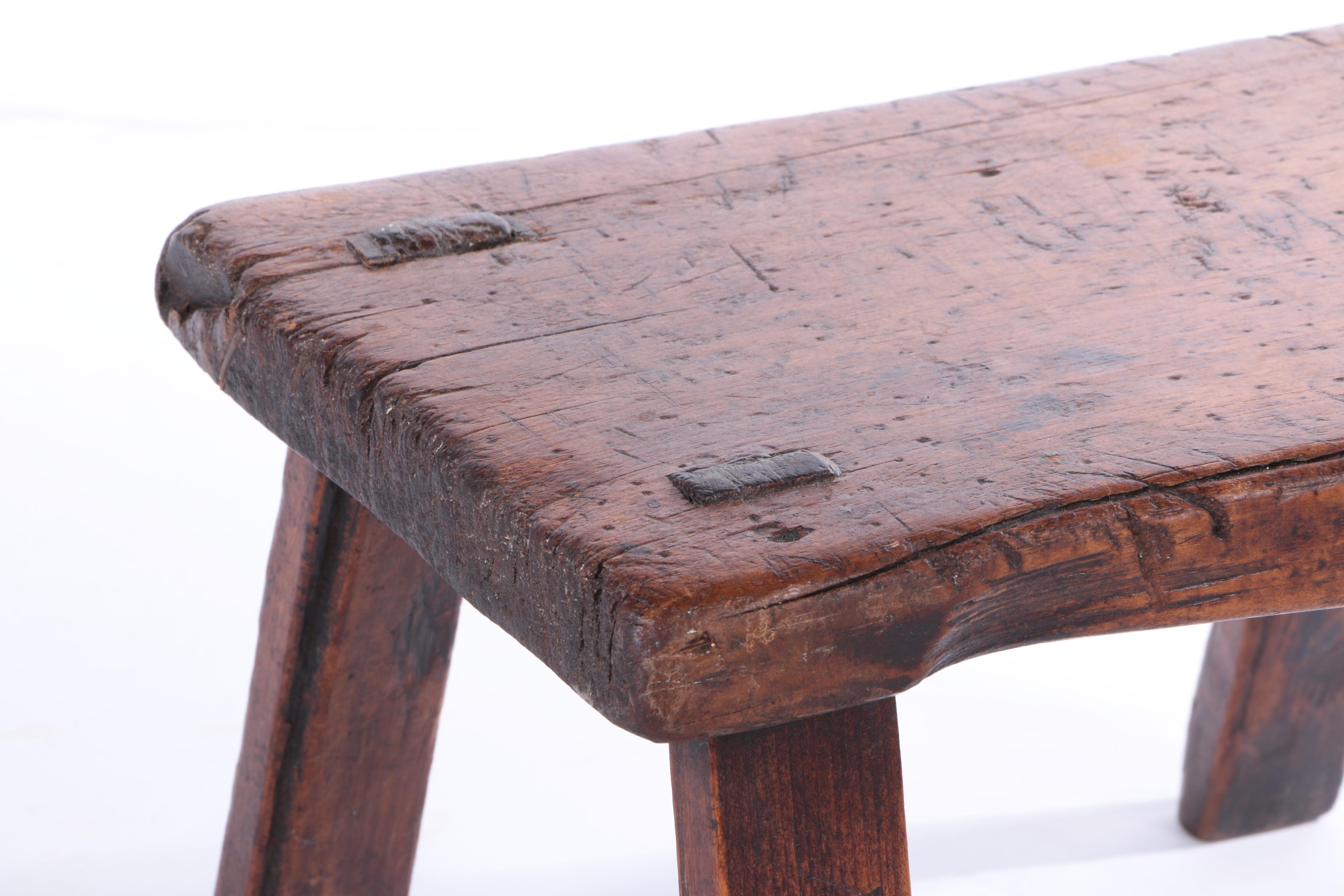 Antique Asian Stool With Through-Tenon Legs