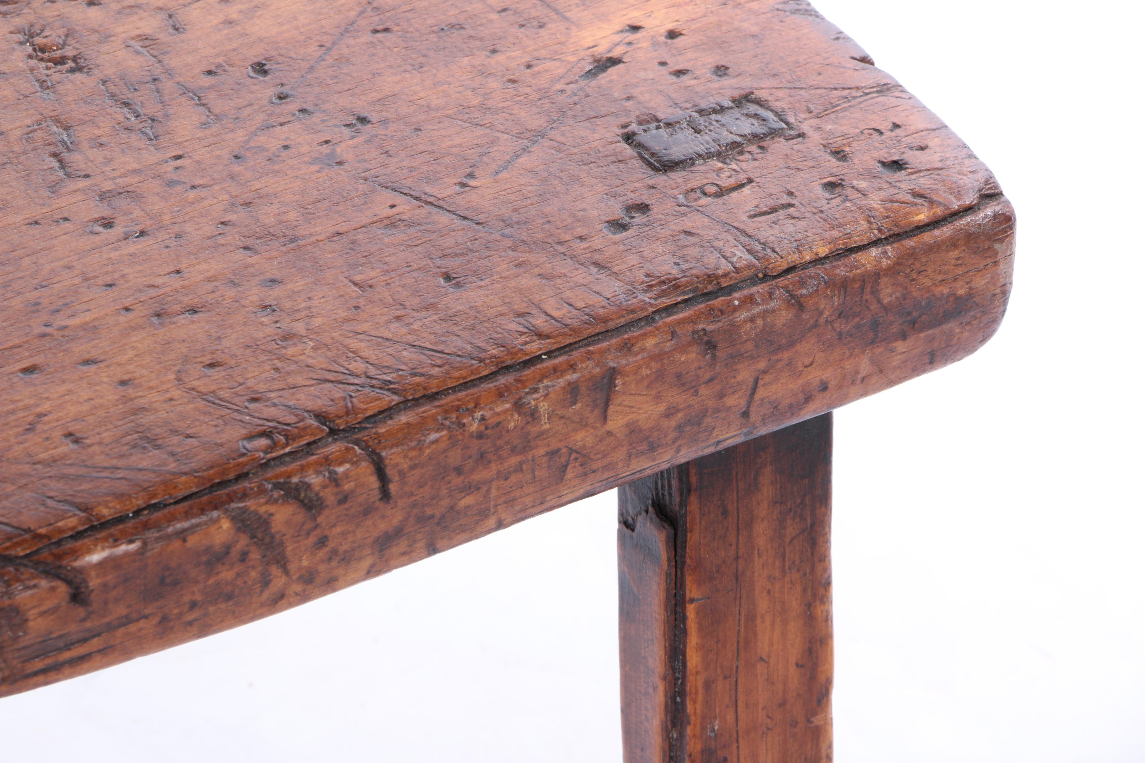 Antique Asian Stool With Through-Tenon Legs
