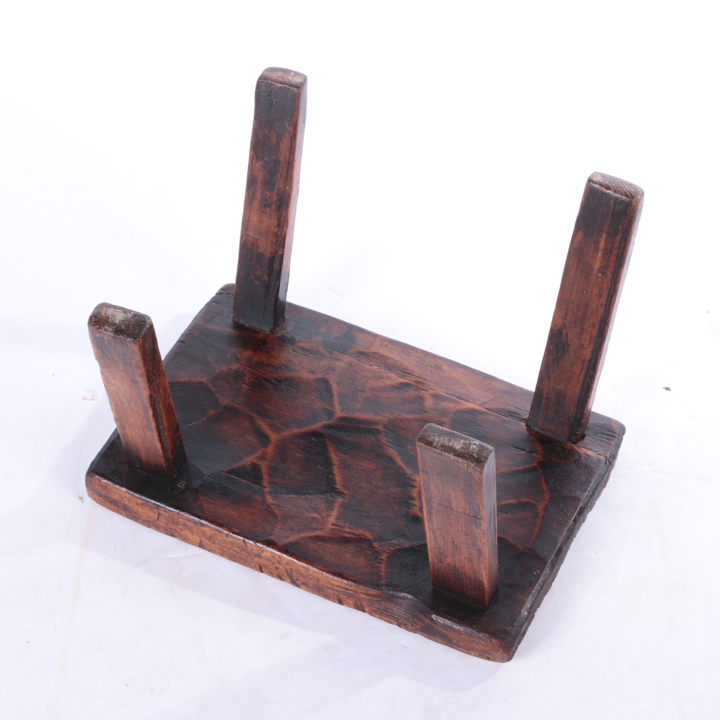 Antique Asian Stool With Through-Tenon Legs