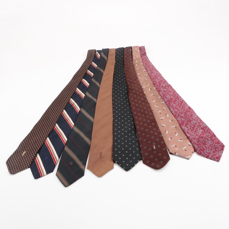 Vintage Designer Ties Including Yves Saint Laurent