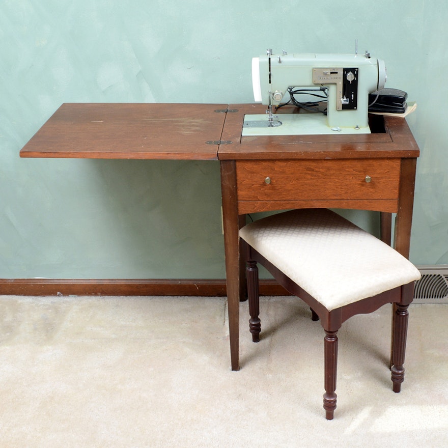 Sears Kenmore Sewing Machine with Table and Bench