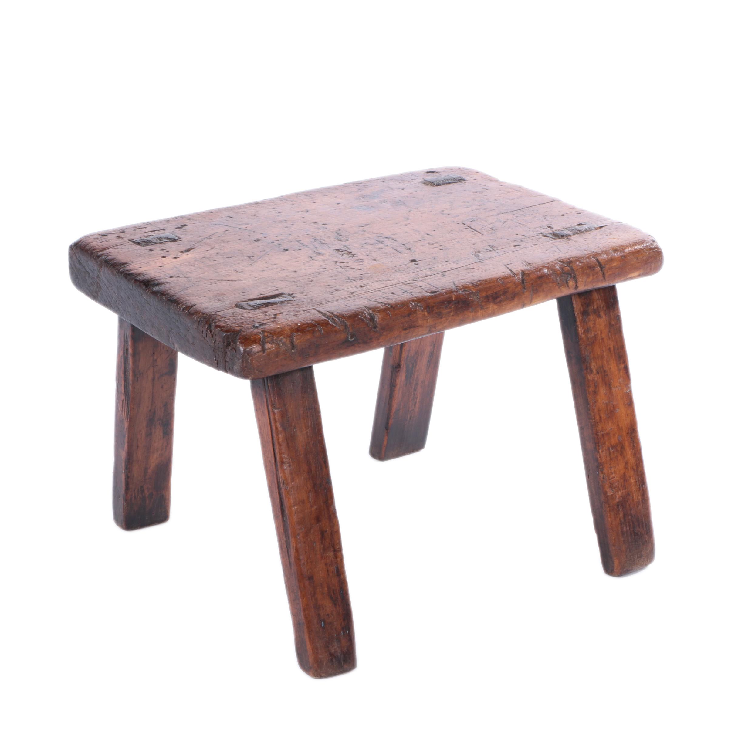 Antique Asian Stool With Through-Tenon Legs