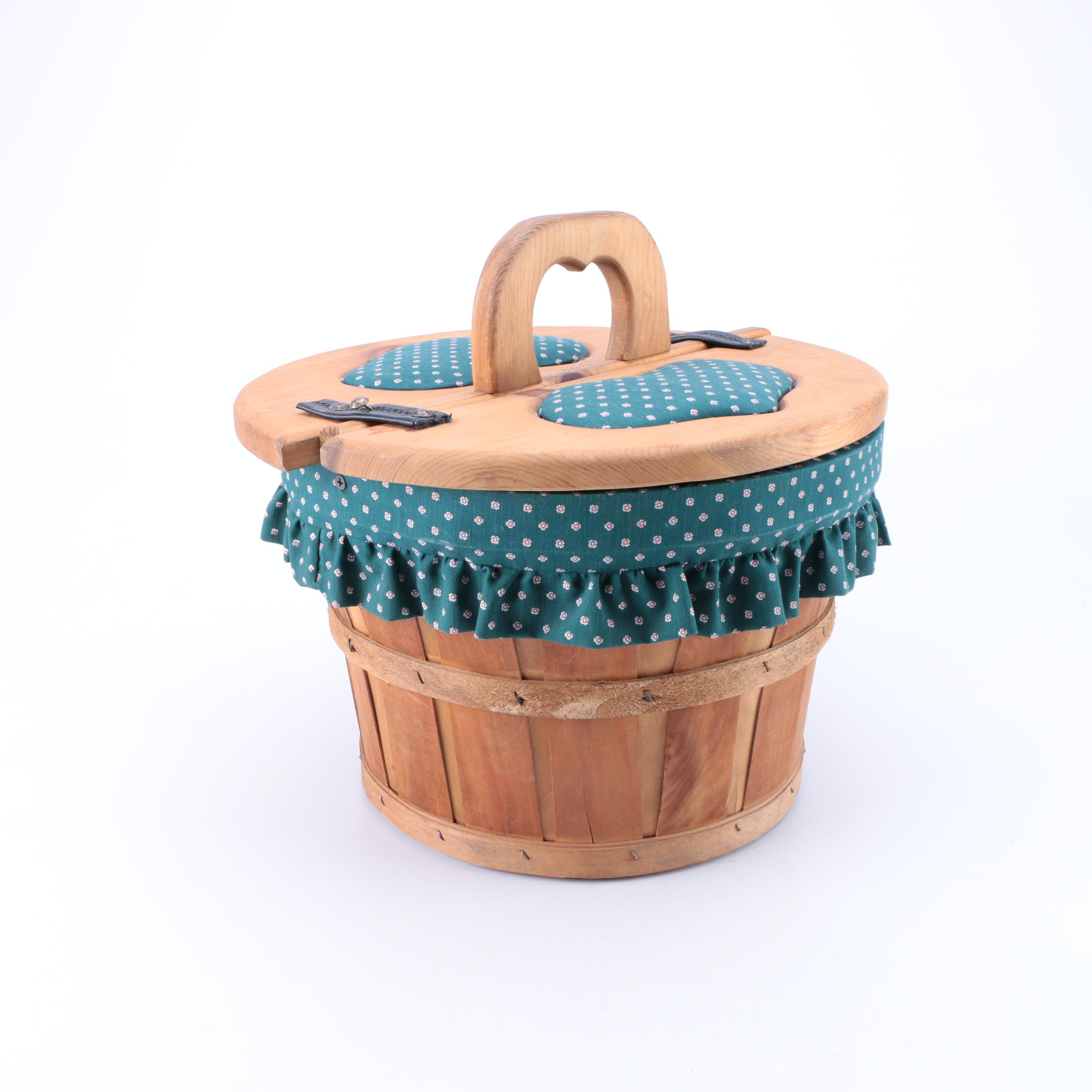 Wood and Cloth Picnic Basket