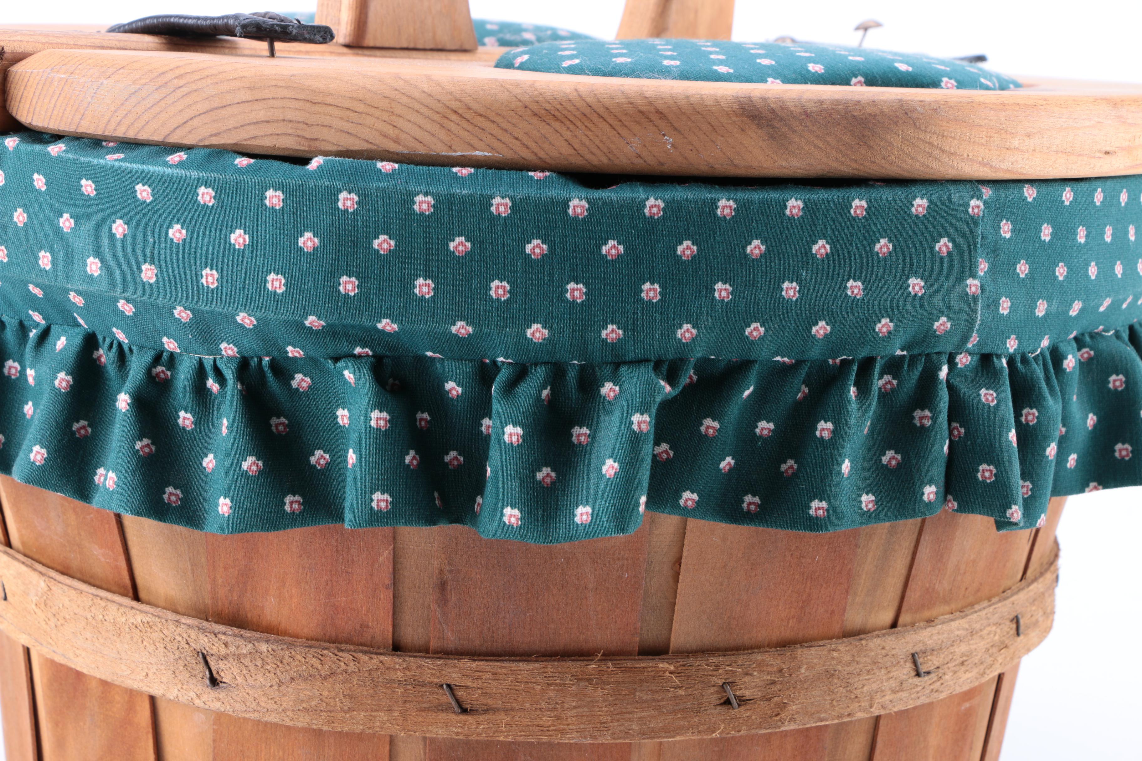 Wood and Cloth Picnic Basket