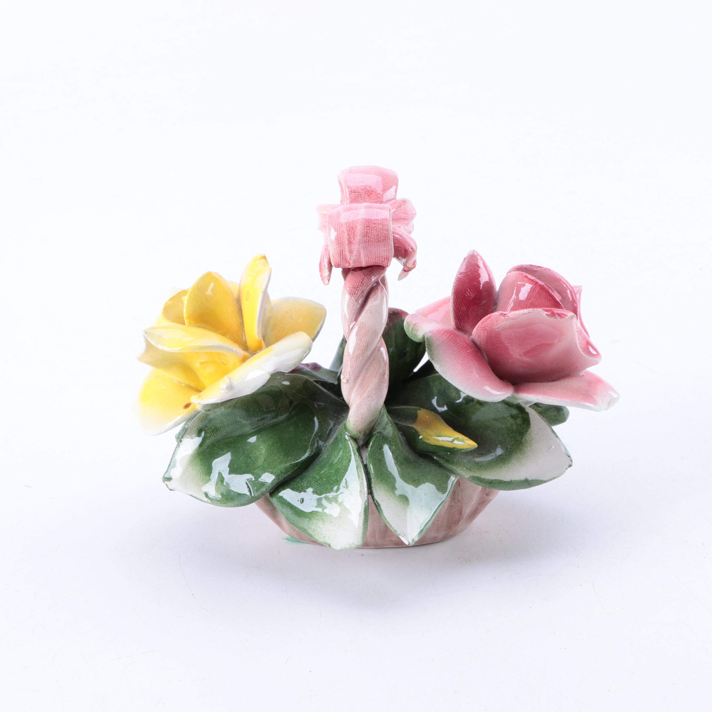 Capodimonte Porcelain Flower Basket