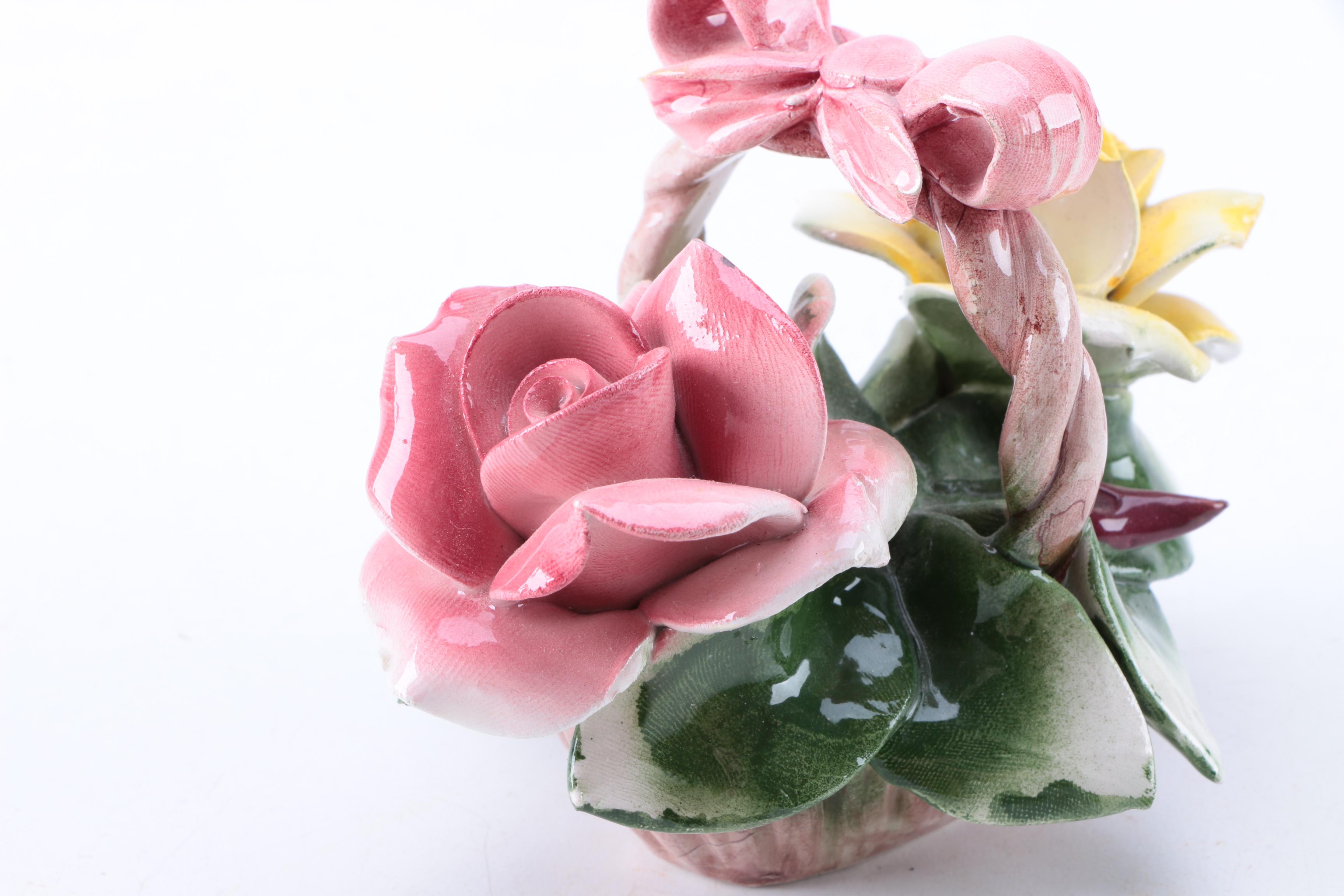 Capodimonte Porcelain Flower Basket