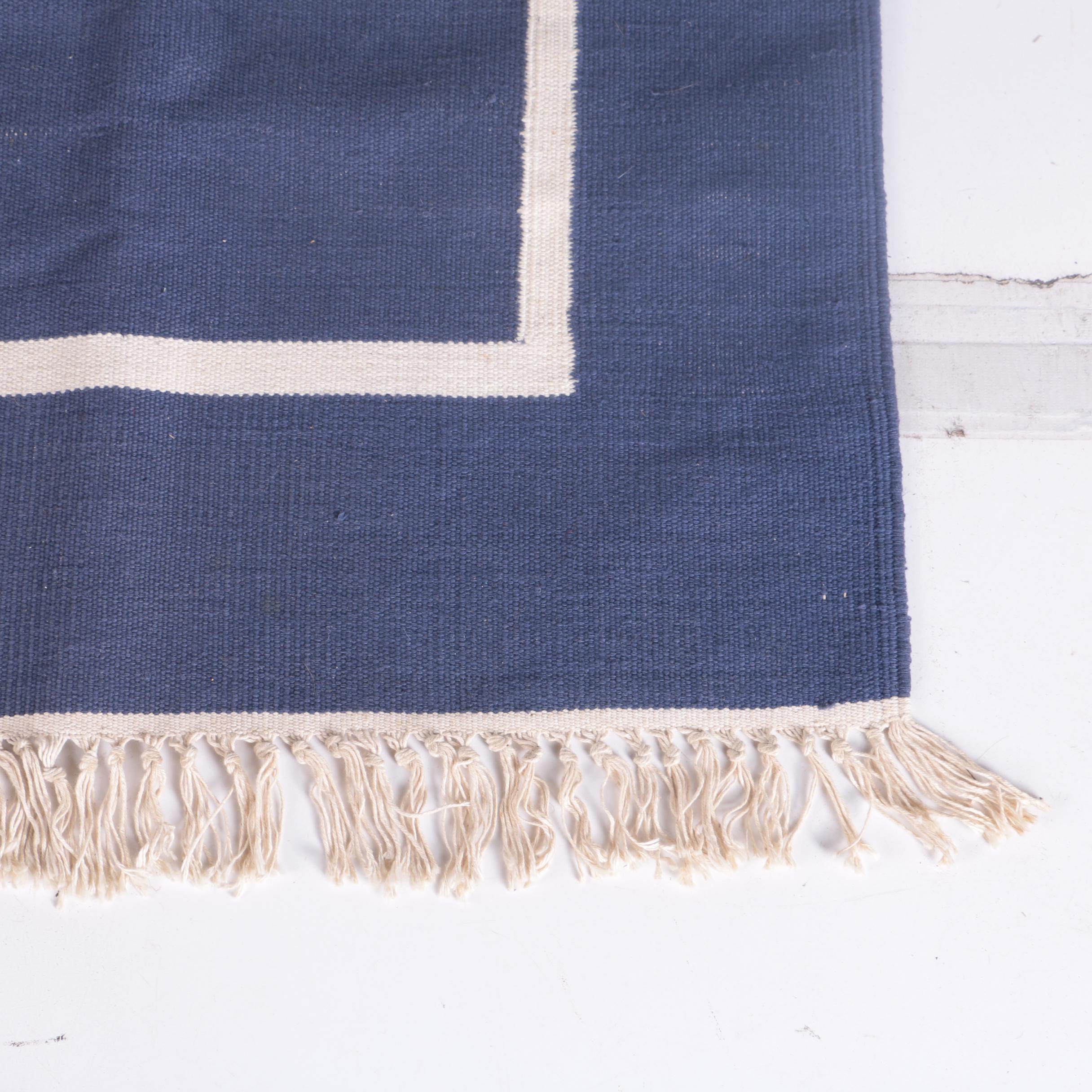 Sarape Mexican Blanket with Patterned Blue Throw