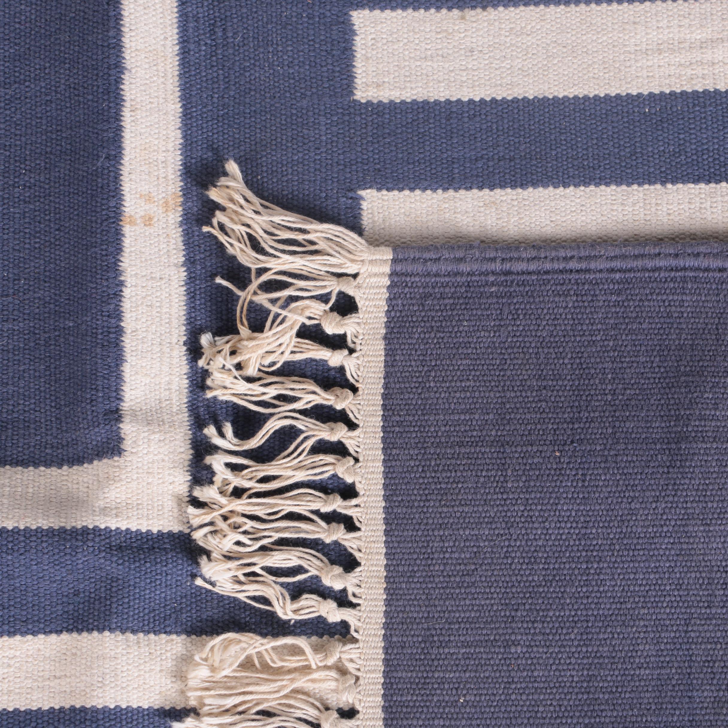 Sarape Mexican Blanket with Patterned Blue Throw