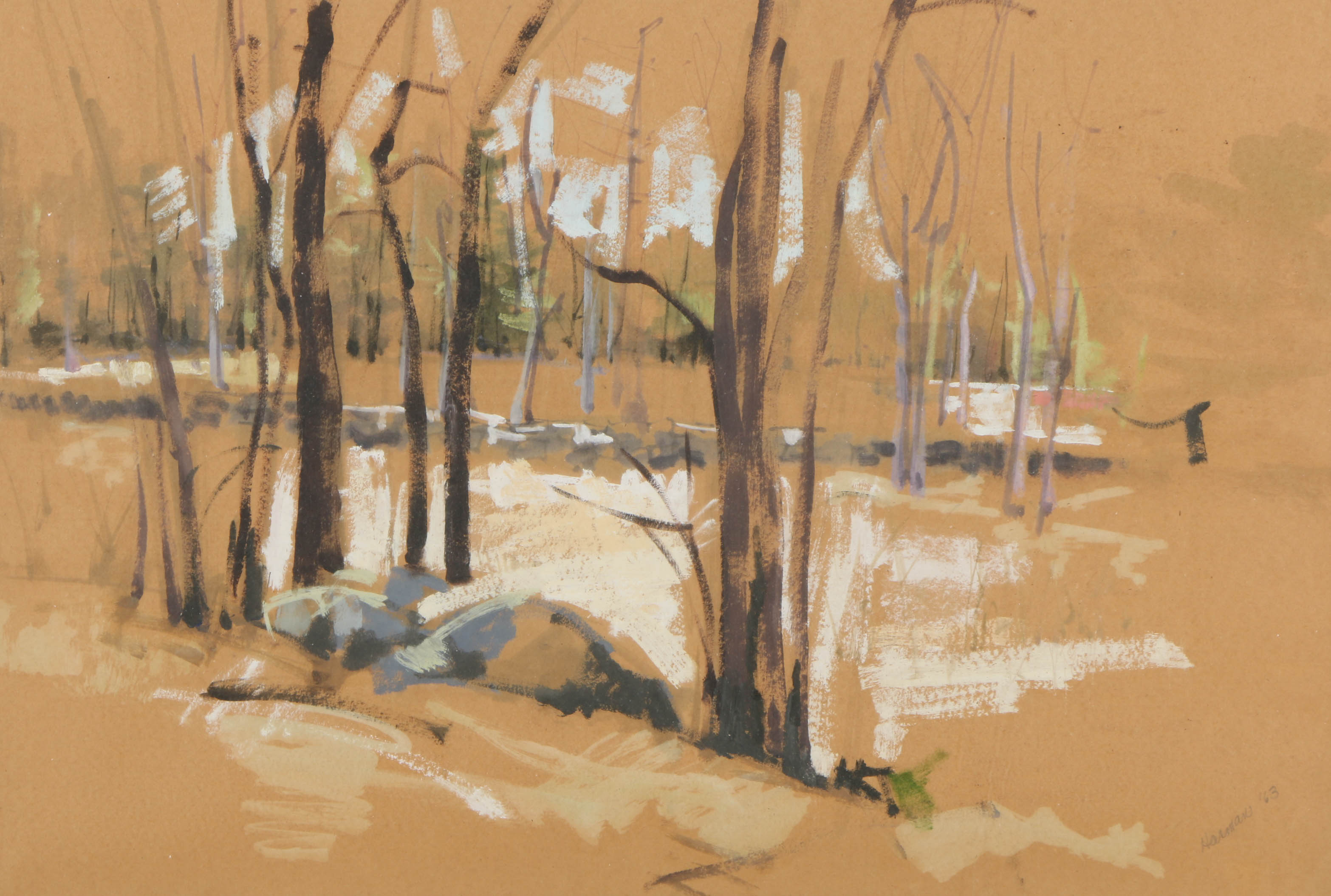 Harman Oil Painting of a Bare Winter Forest