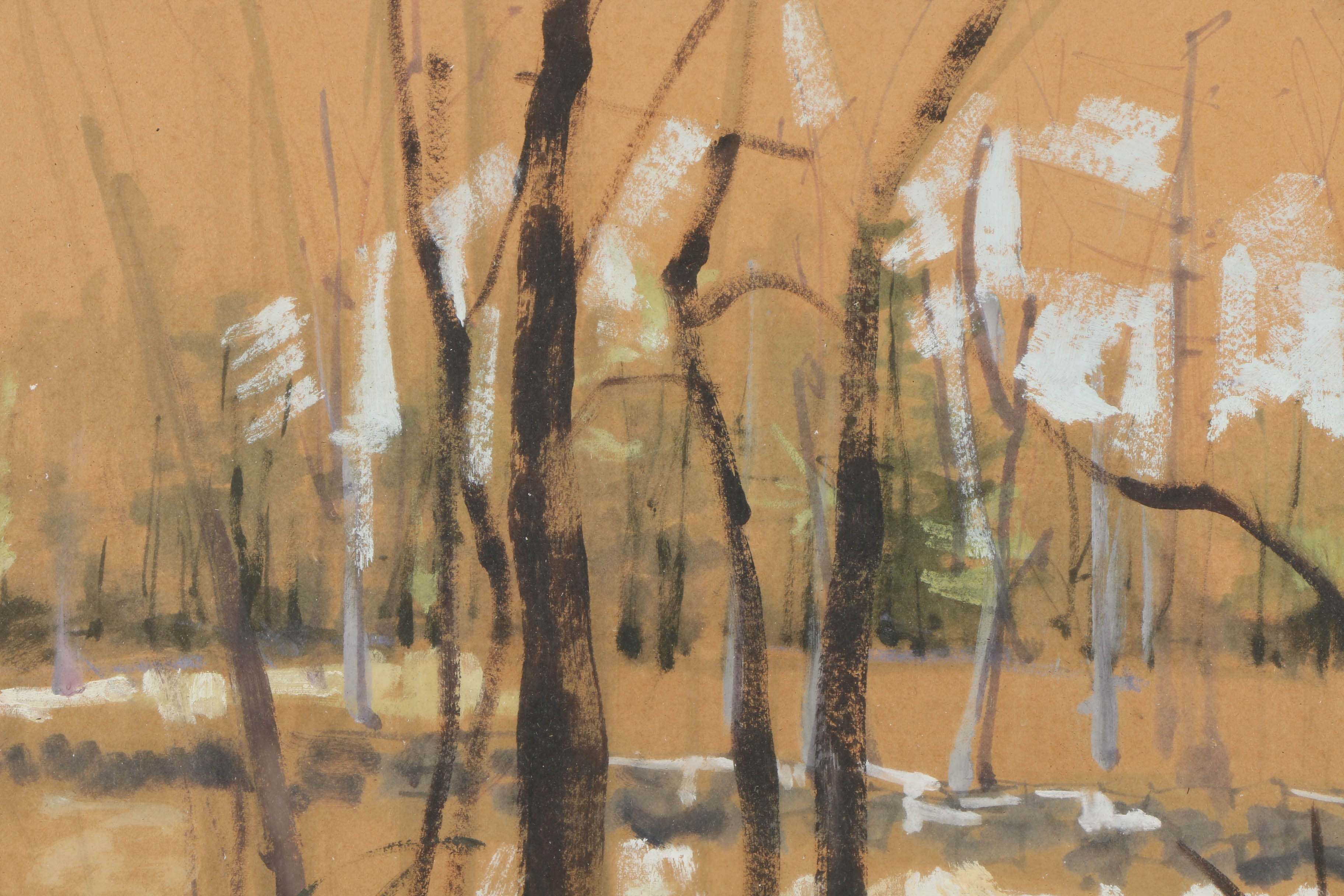 Harman Oil Painting of a Bare Winter Forest
