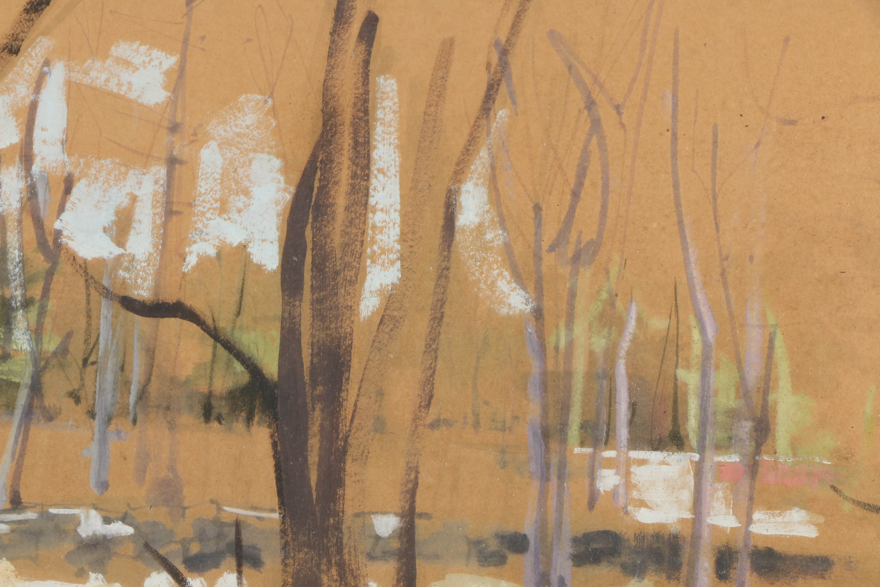 Harman Oil Painting of a Bare Winter Forest