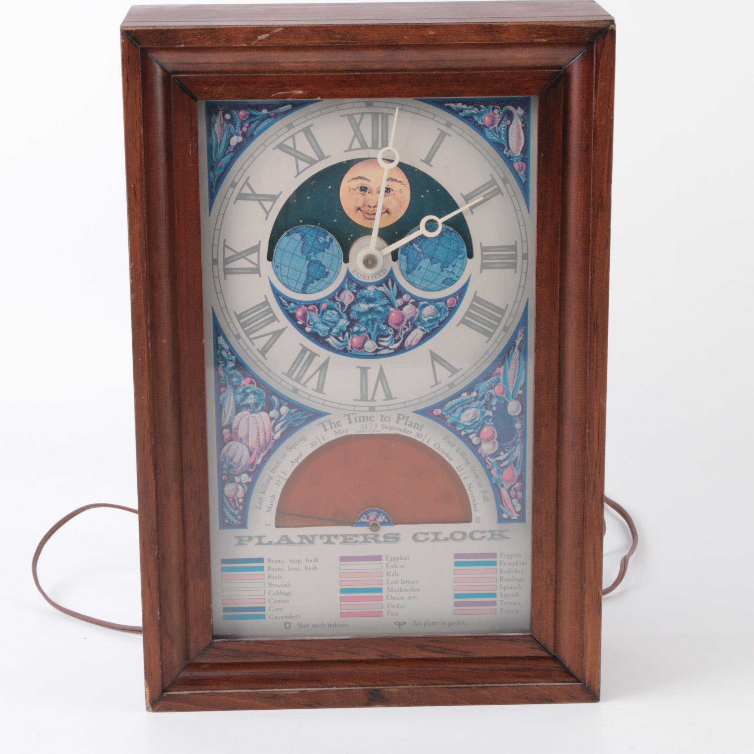 Vintage Wooden Planter's Wall Clock