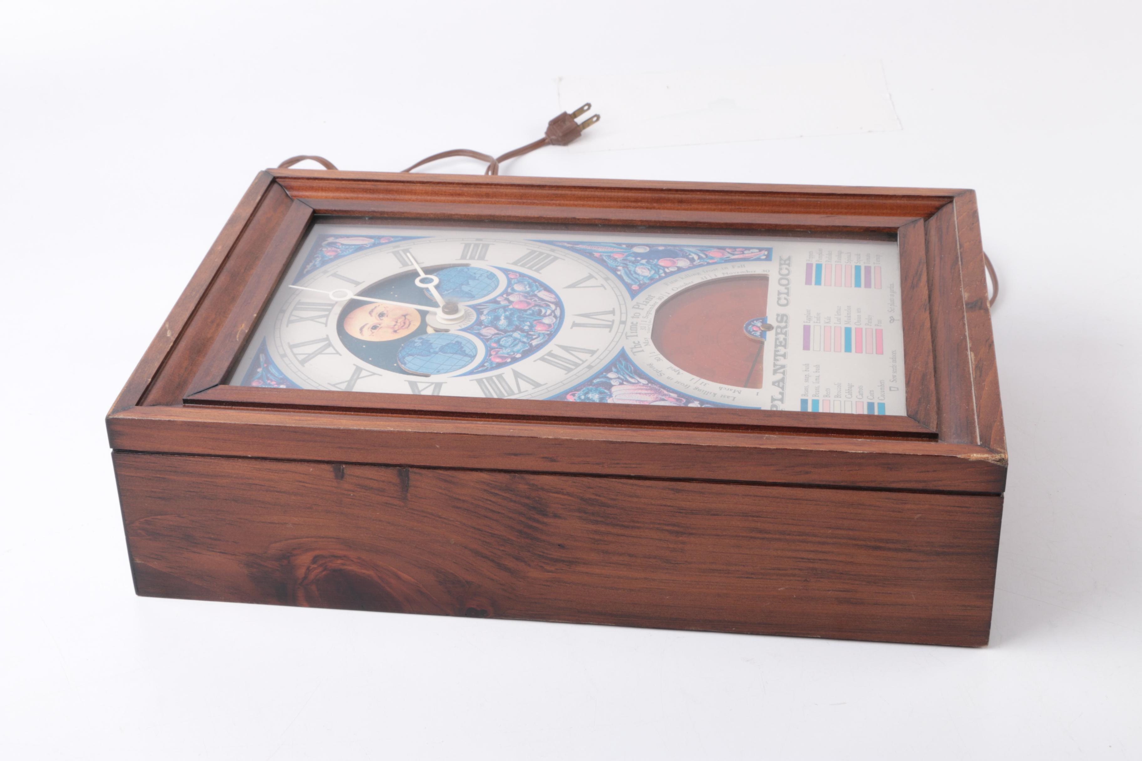 Vintage Wooden Planter's Wall Clock