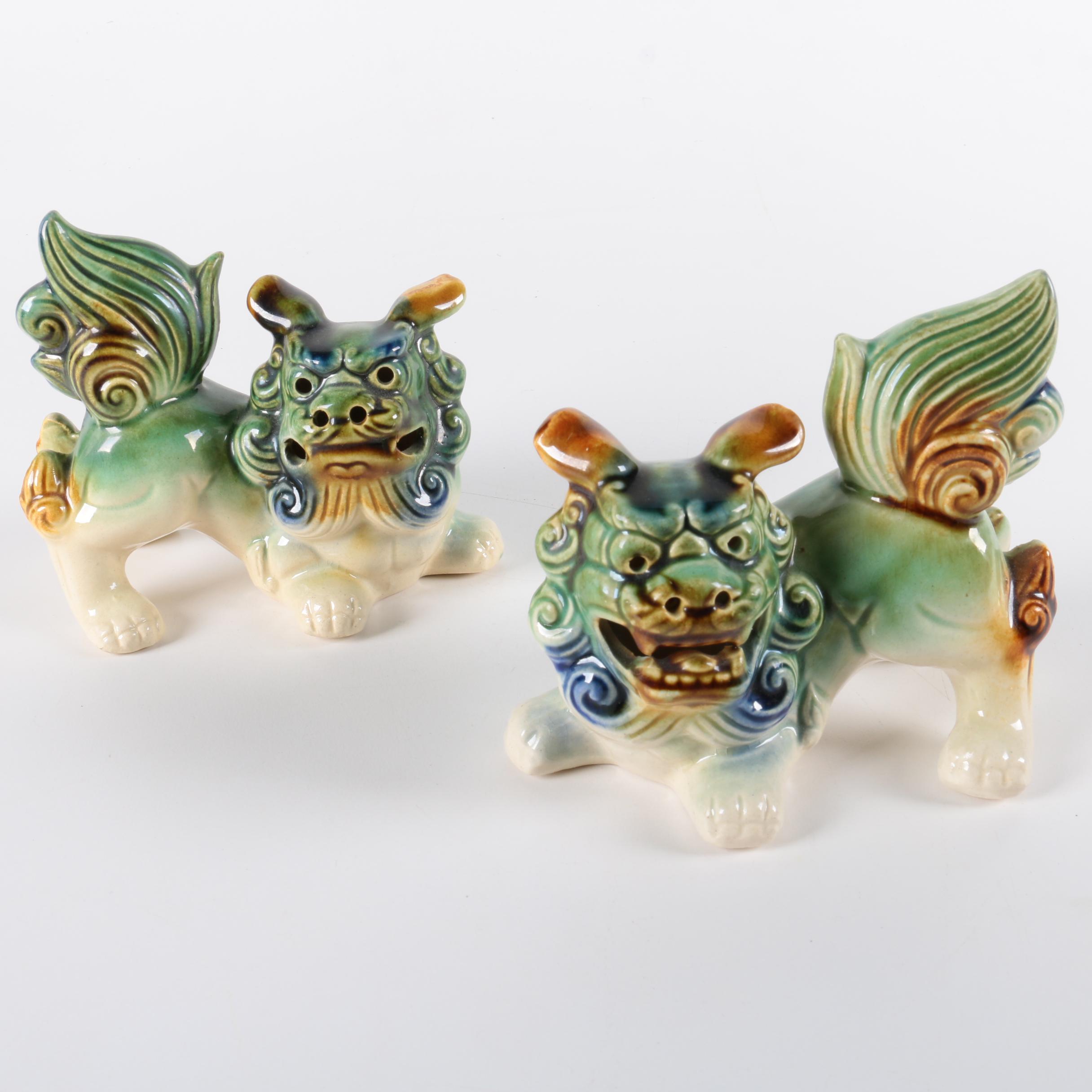 Pair of Ceramic Guardian Lions