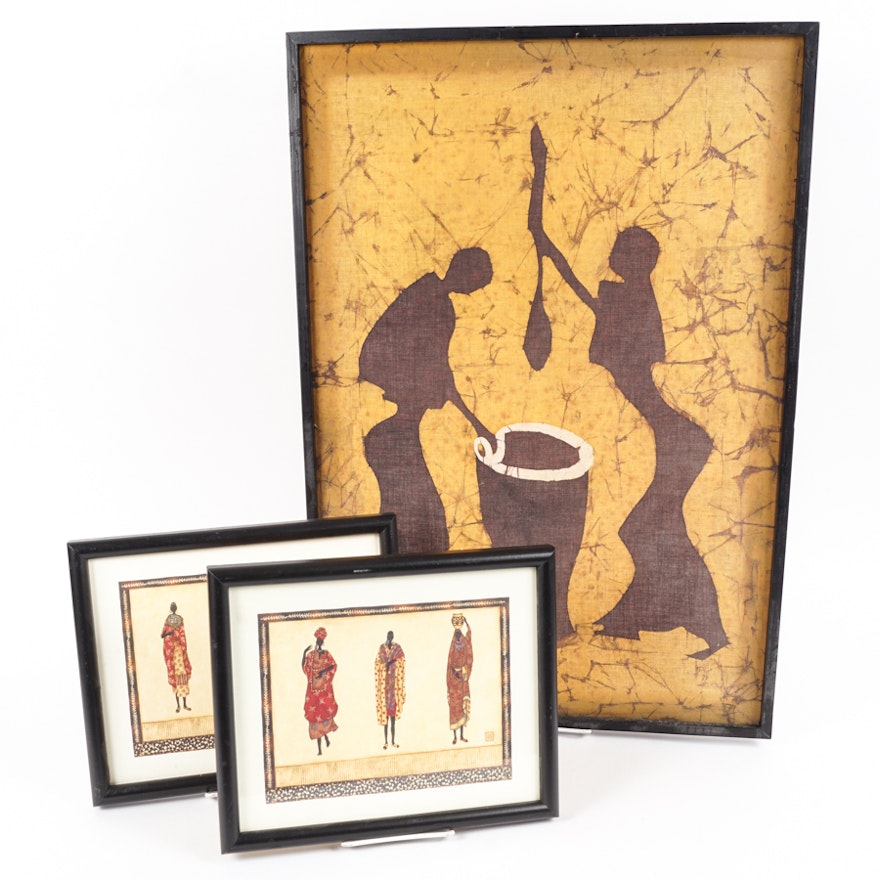 Batik and Offset Lithographs after Gretchen Shannon's "Maasai Figures"