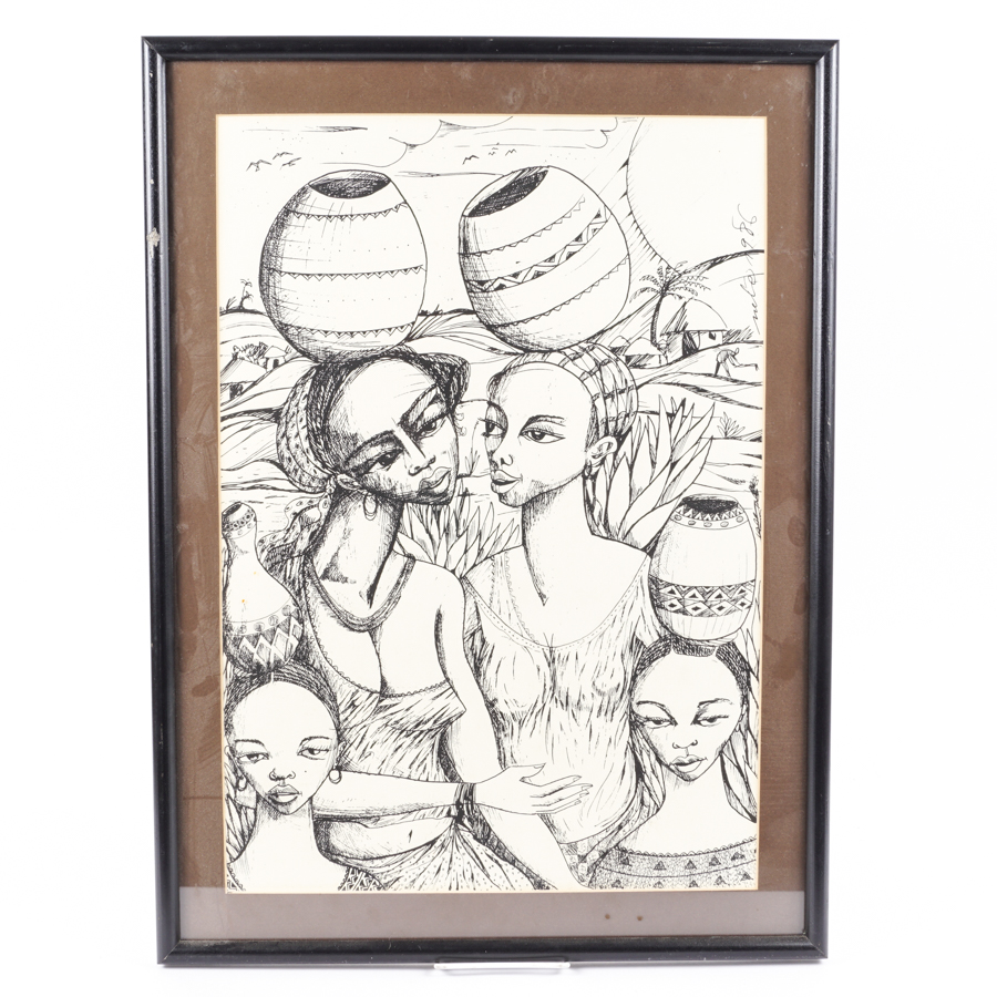 Illustration of Women Carrying Jars