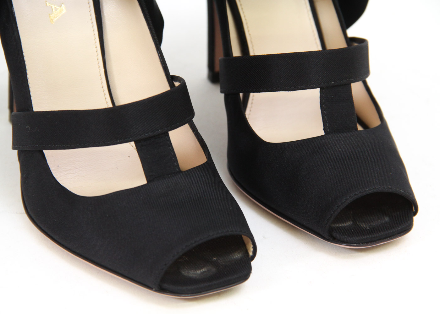 Prada Black Silk Peep-Toe Runway Heels