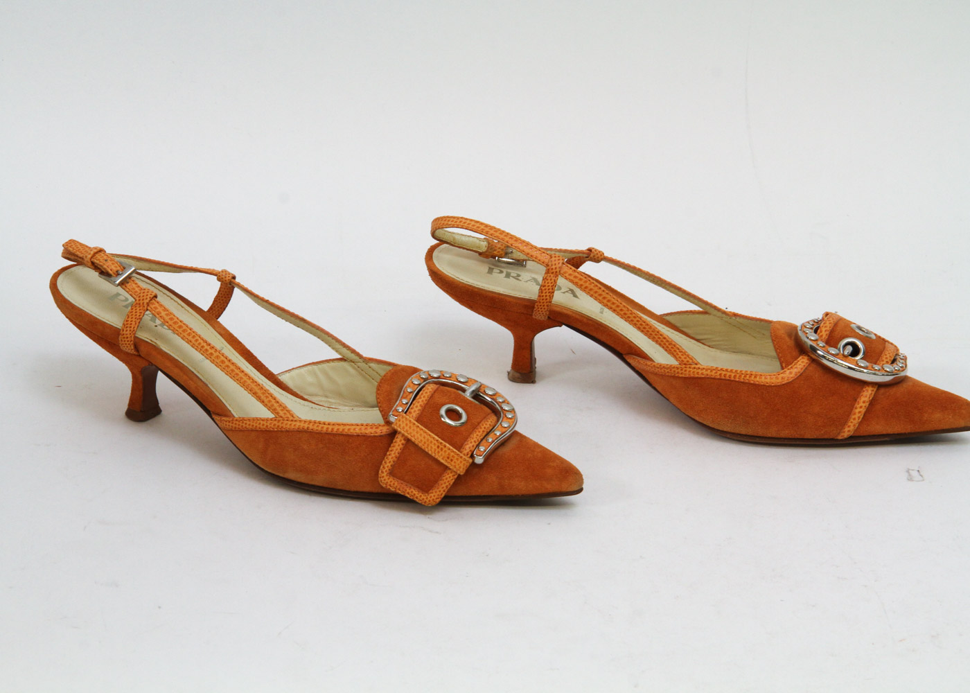 Prada Suede Kitten Heel Slingbacks