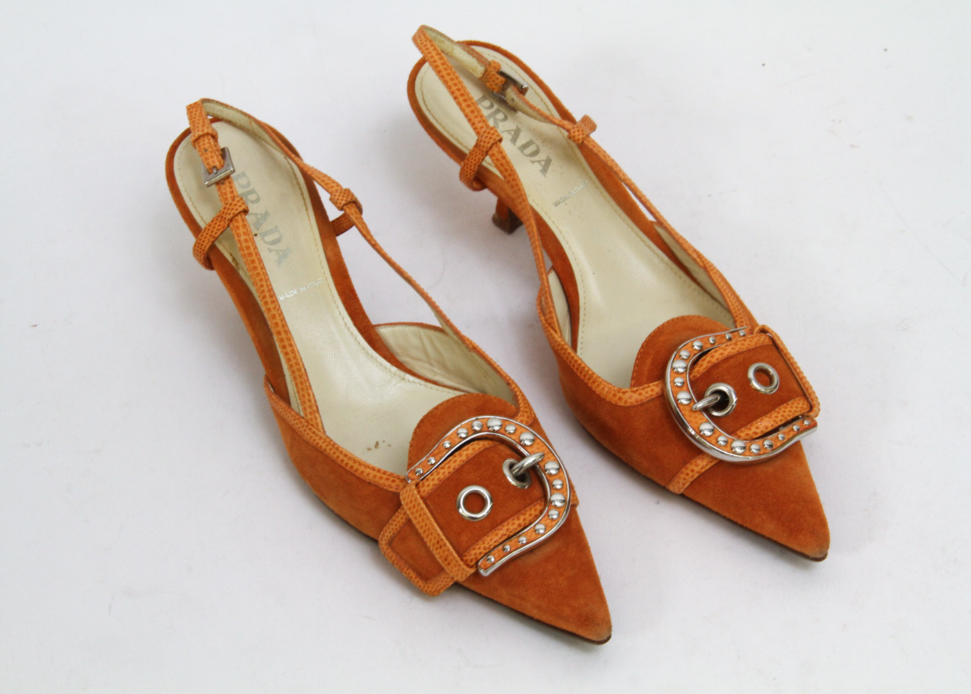 Prada Suede Kitten Heel Slingbacks