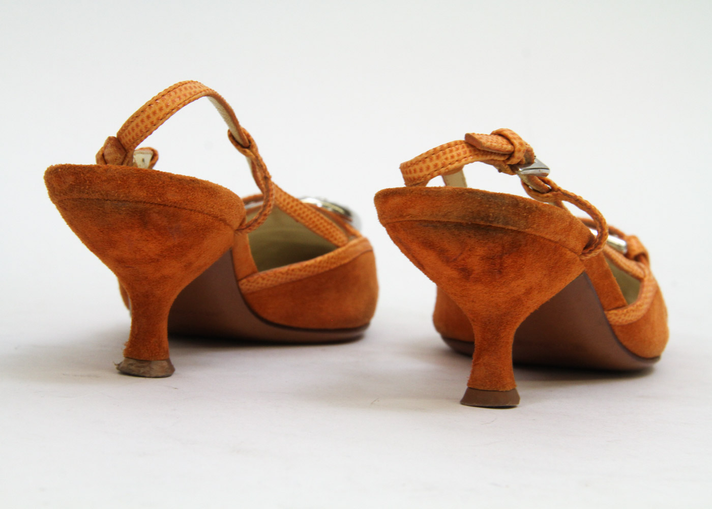 Prada Suede Kitten Heel Slingbacks