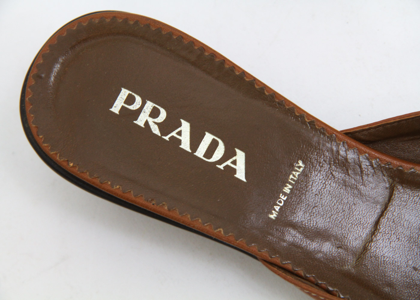 Prada Leather Kitten Heel Slides