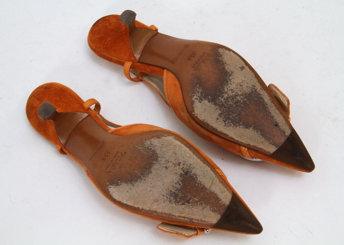 Prada Suede Kitten Heel Slingbacks