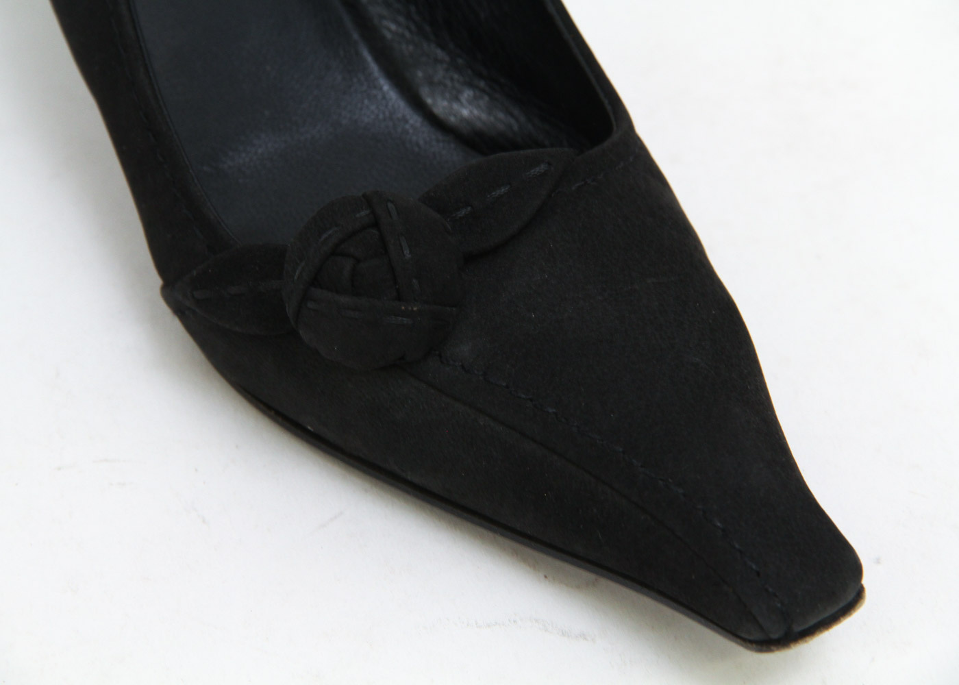 Prada Black Suede Slingback Kitten Heels