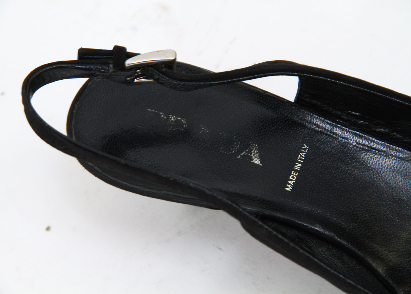 Prada Black Suede Slingback Kitten Heels