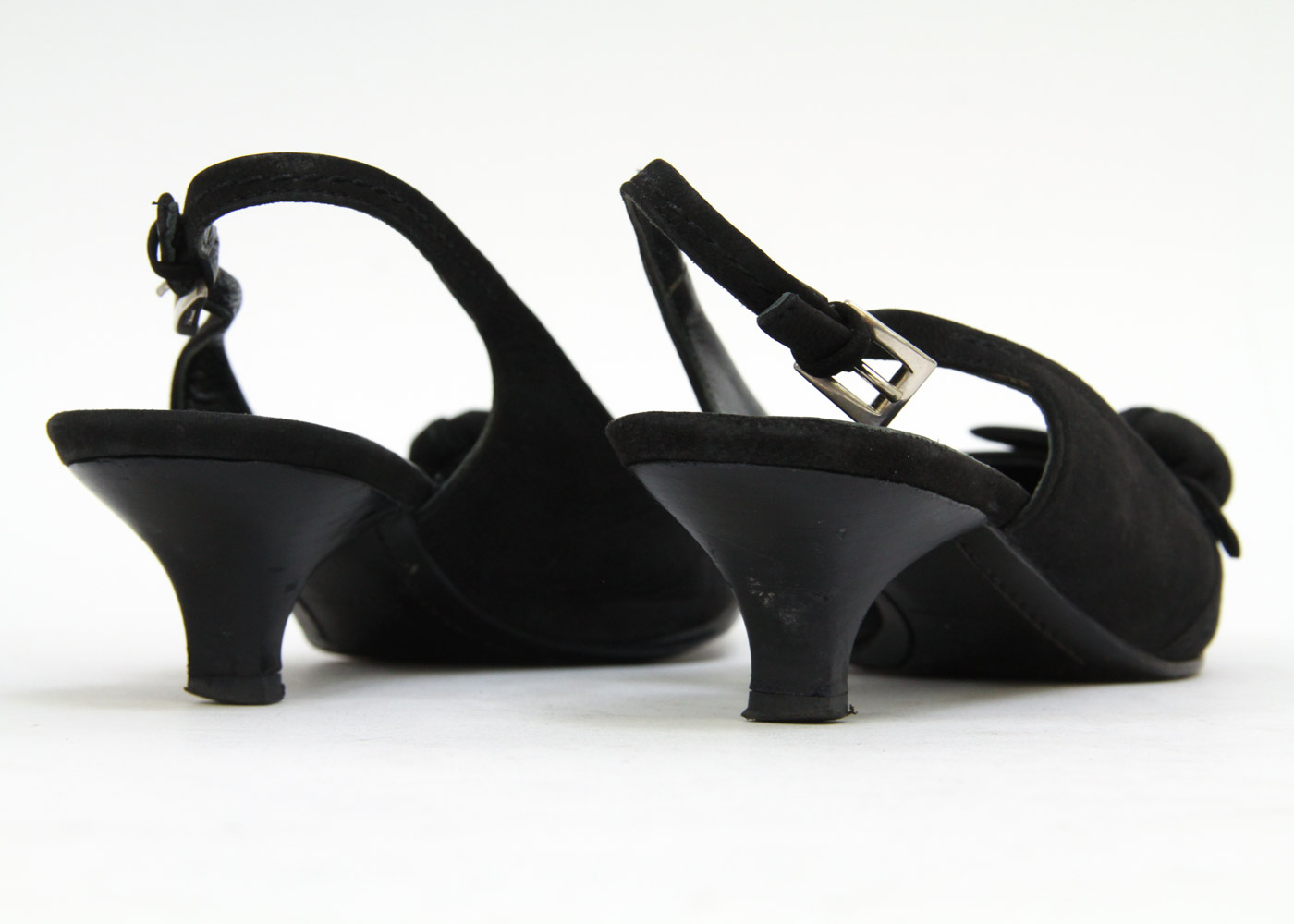 Prada Black Suede Slingback Kitten Heels
