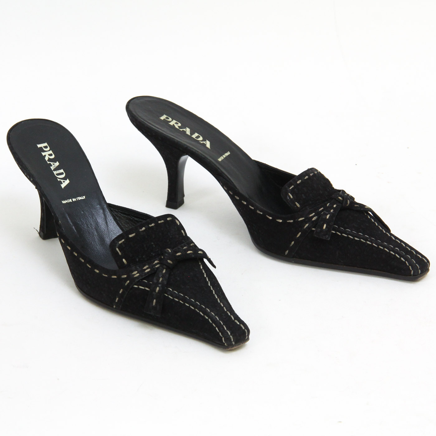 Prada Suede Kitten Heel Slides