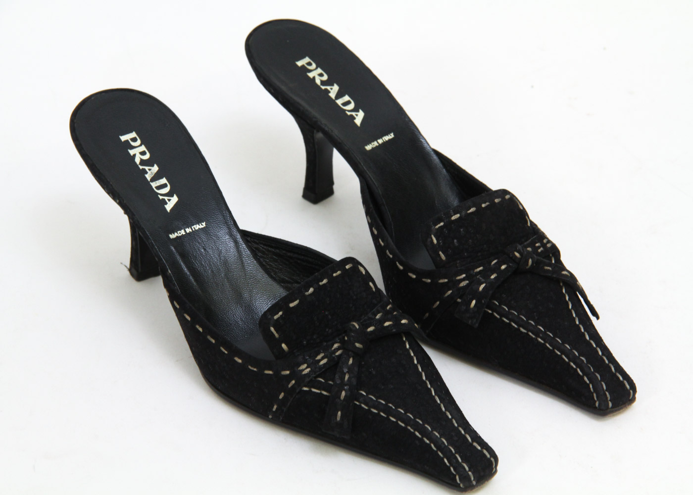 Prada Suede Kitten Heel Slides