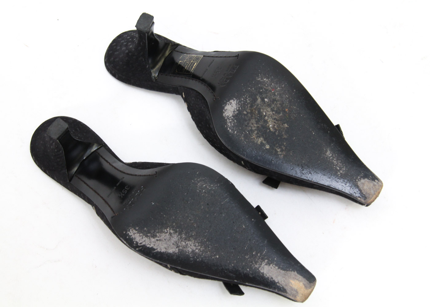 Prada Suede Kitten Heel Slides