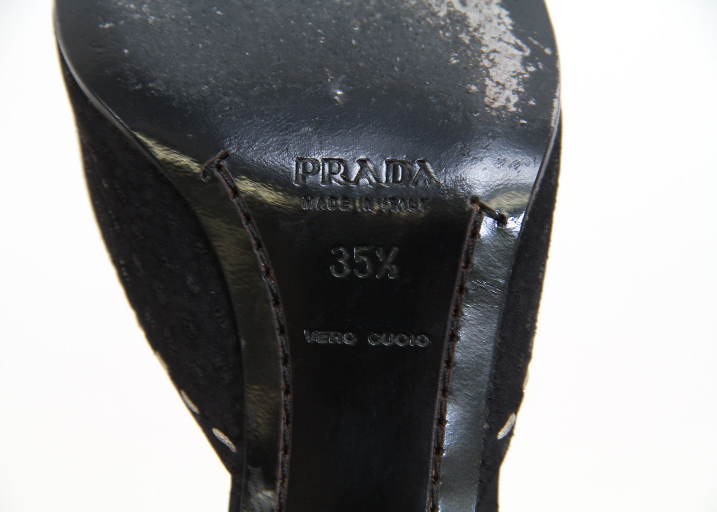 Prada Suede Kitten Heel Slides