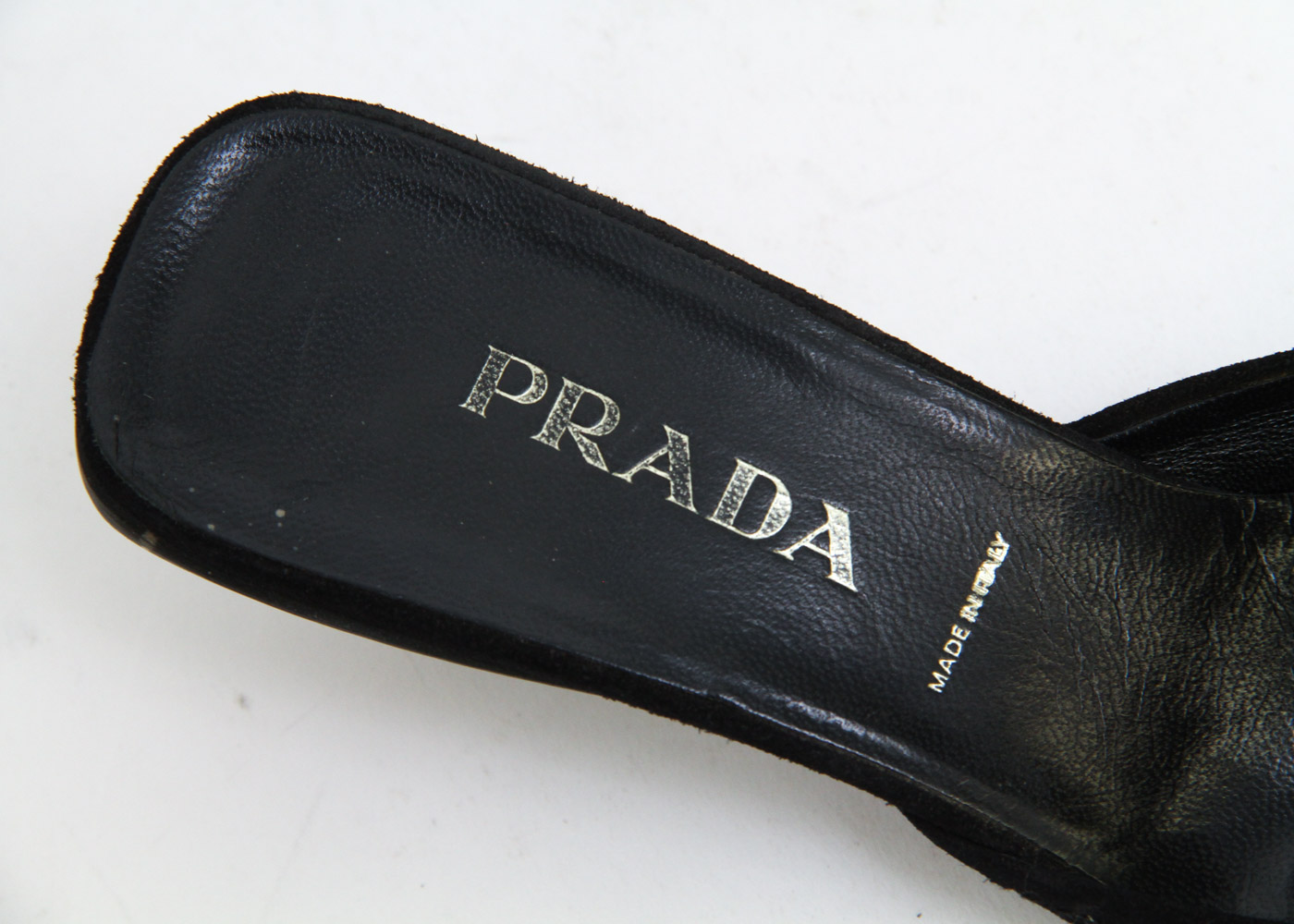 Prada  Suede Kitten Heel Slides