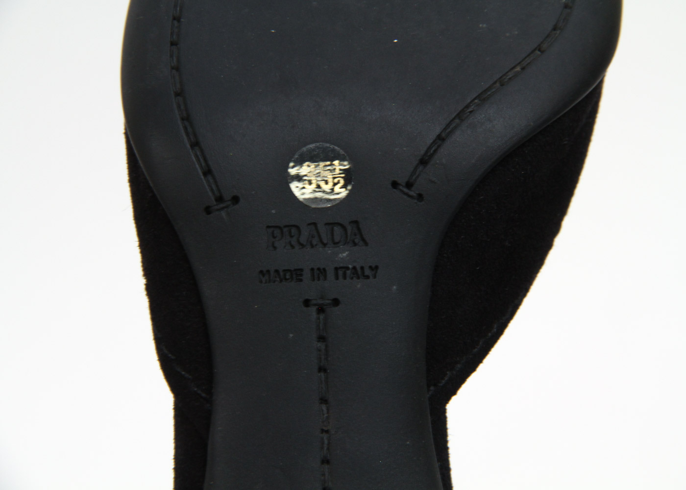 Prada  Suede Kitten Heel Slides