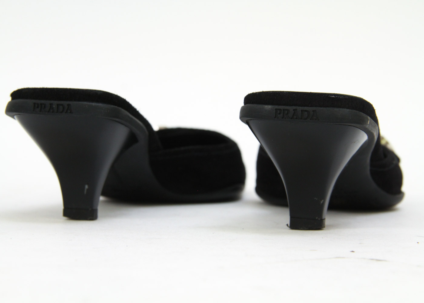 Prada  Suede Kitten Heel Slides