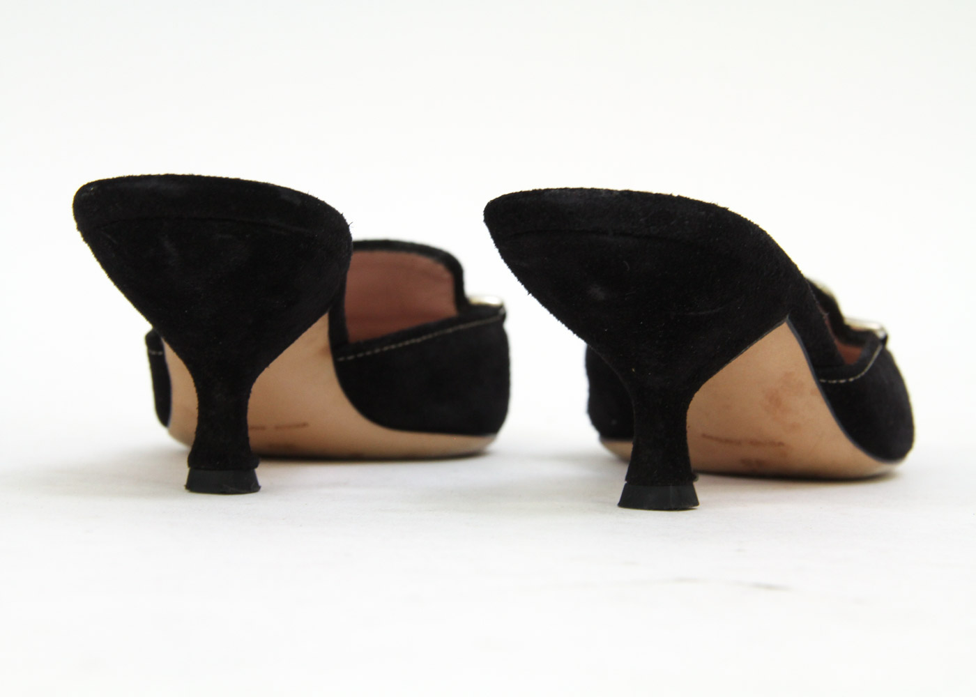 Prada Black Suede Kitten Heel Slides