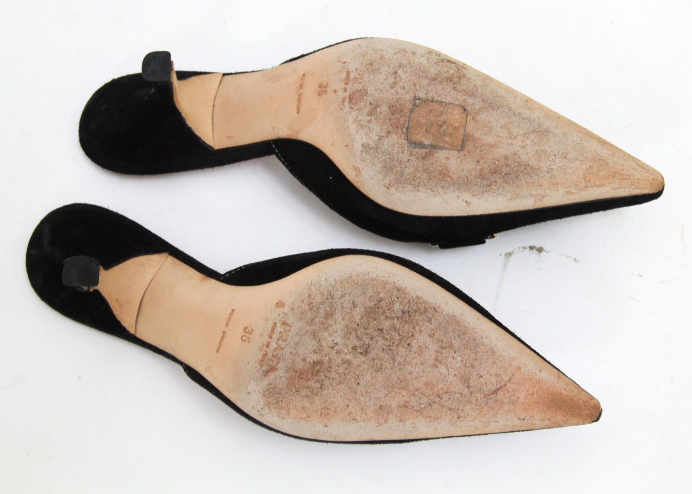 Prada Black Suede Kitten Heel Slides