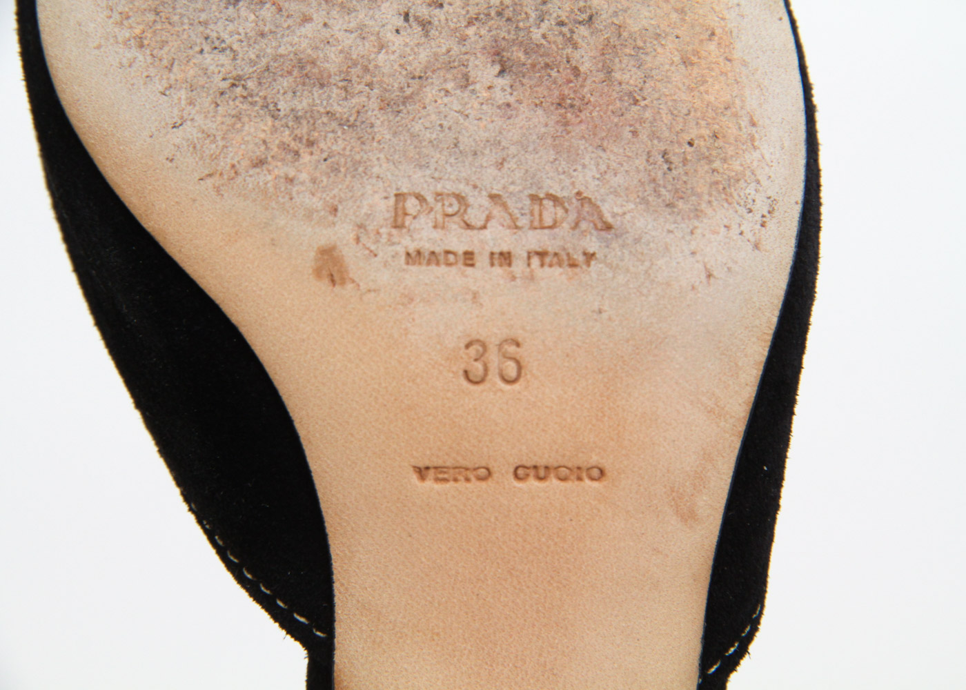 Prada Black Suede Kitten Heel Slides