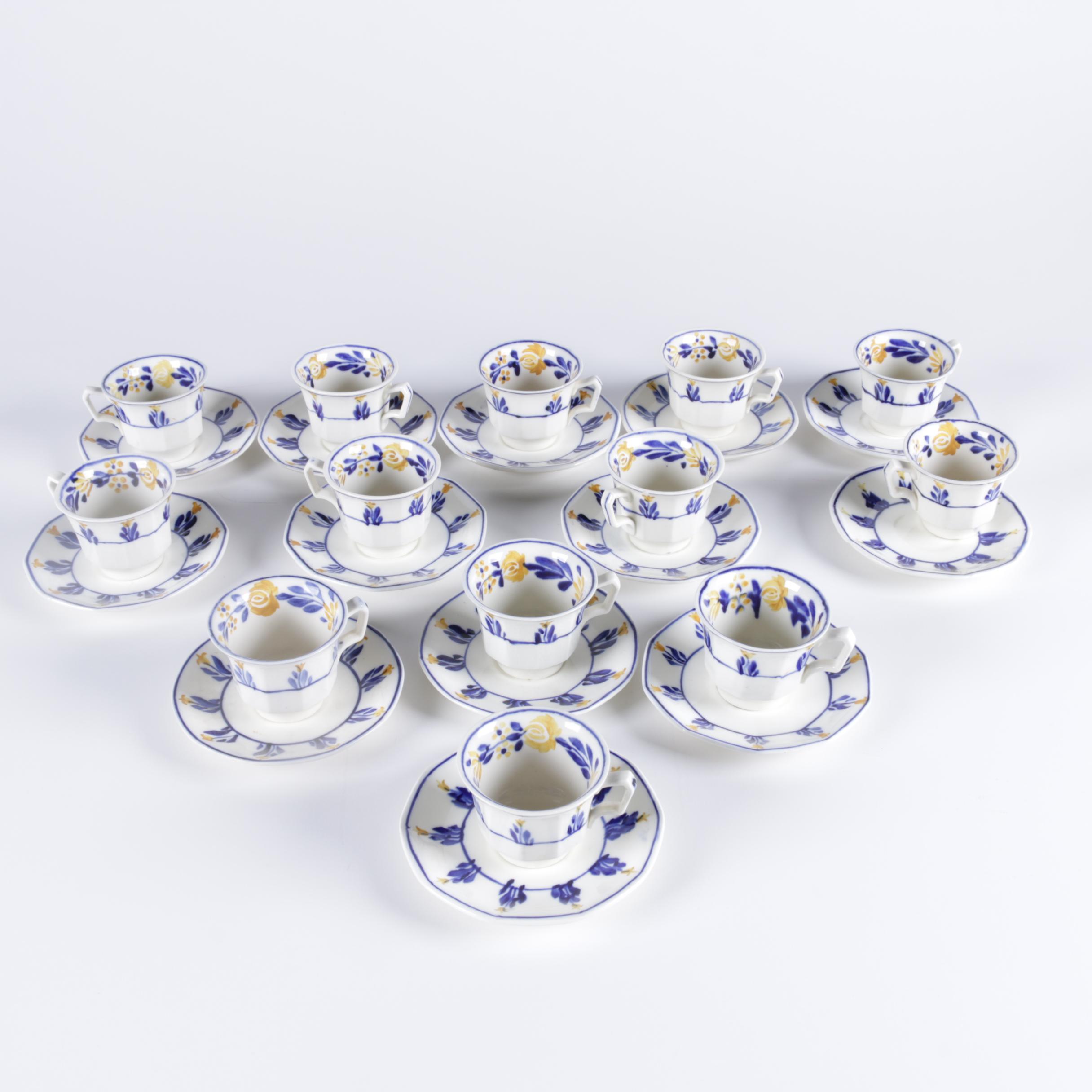 George & Sons Jones "Crescent Ivory" Teacups and Saucers